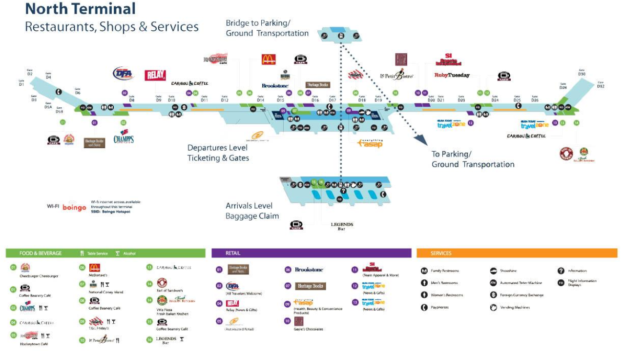 Detroit Airport (DTW) Map McNamara & North Terminal Map