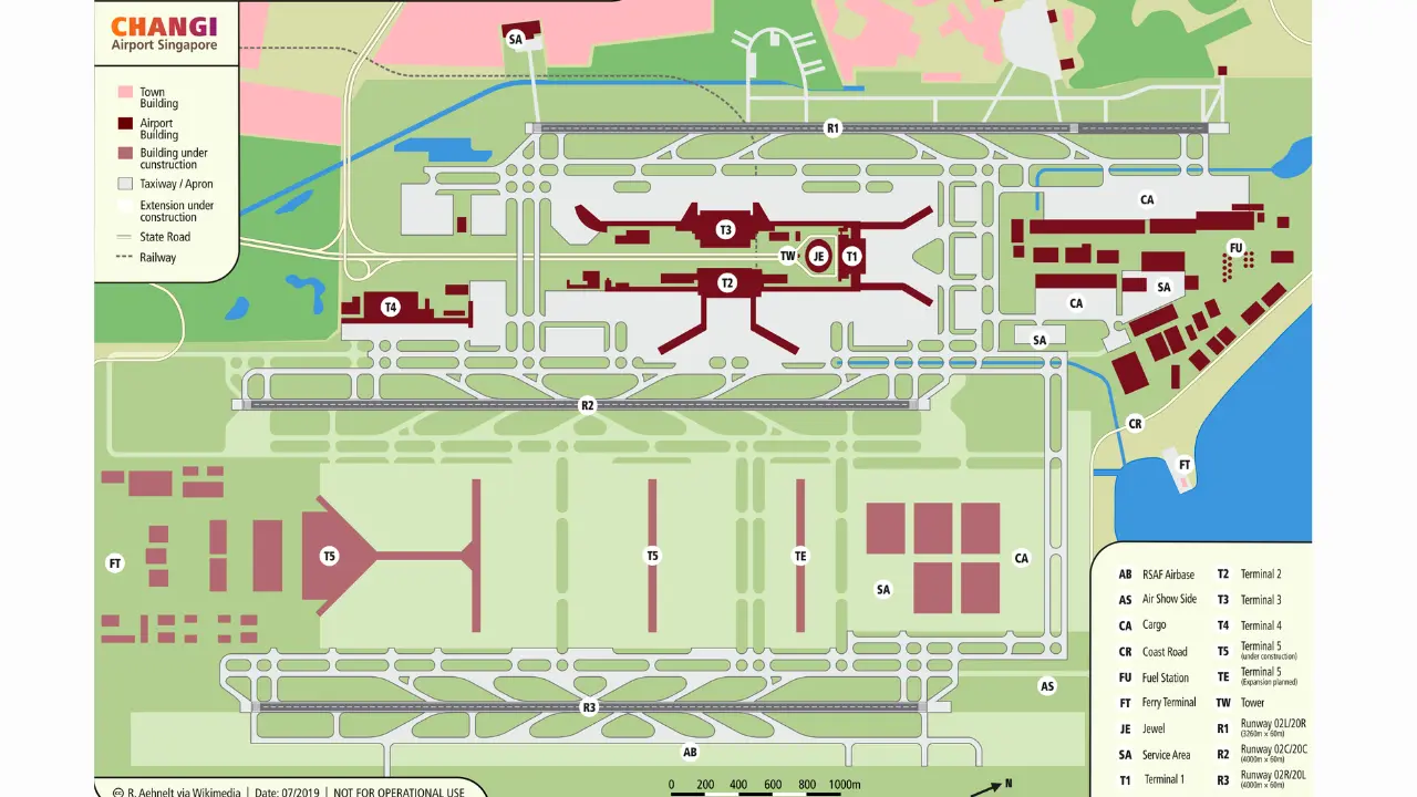 Map of Singapore Changi Airport (SIN)