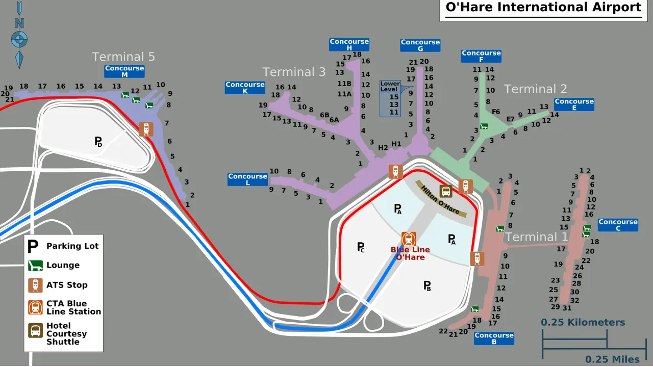 Chicago O'Hare International Airport (ORD) Map