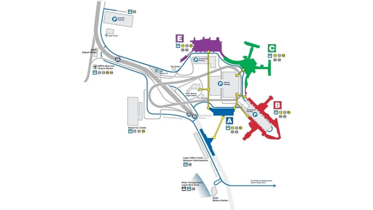 Map of Boston Logan International Airport (BOS)