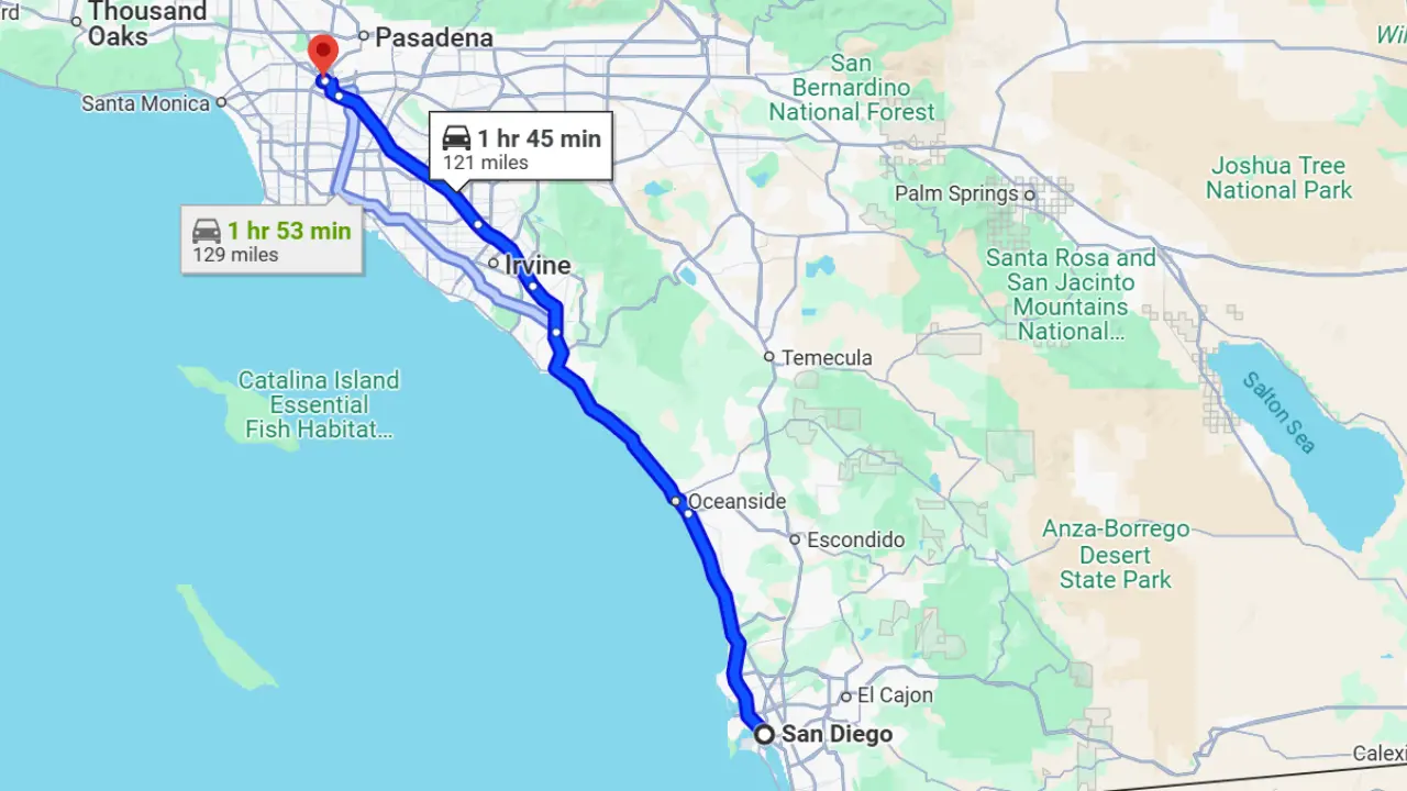 San Diego from Los Angeles, California