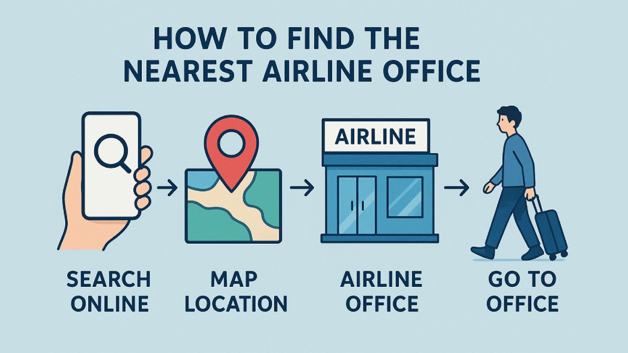 find the nearest airline office using map
