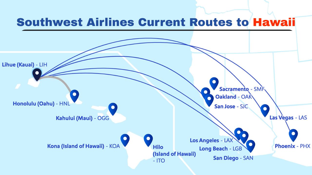 Hawaii US State Map Image Show Southwest Airlines Current Flights Route Map In Hawaii