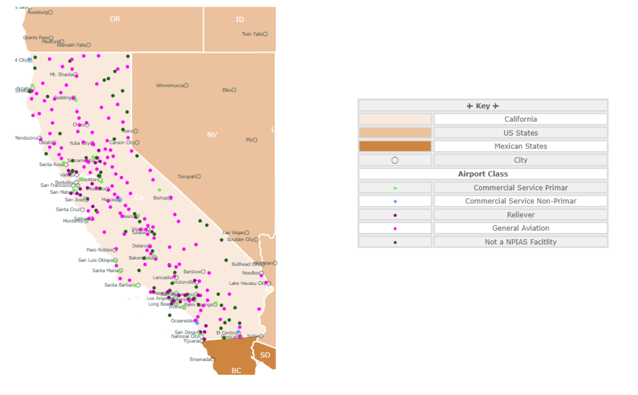 List of major airports in California