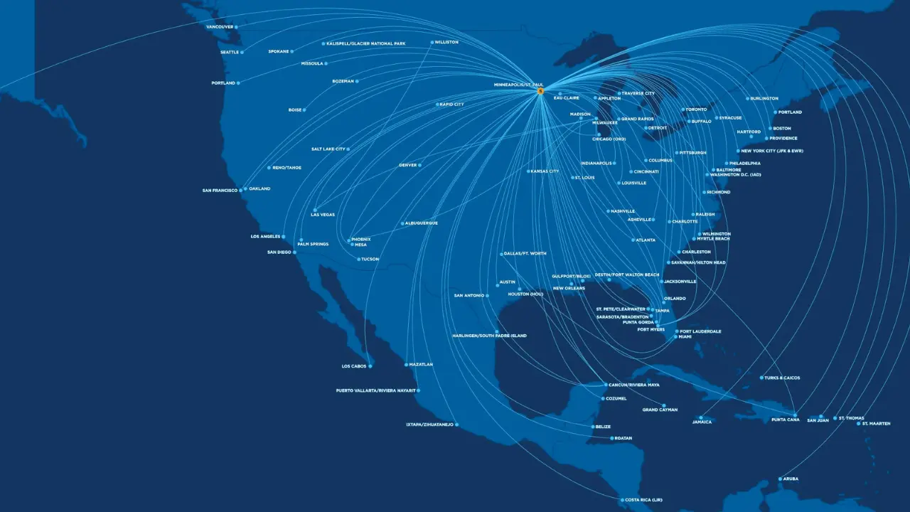 sun country airlines route map