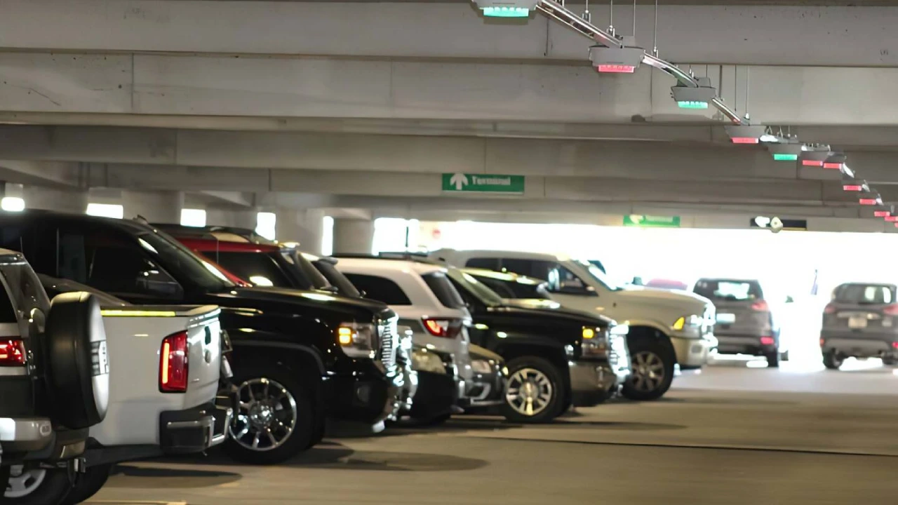 Cars parked in Miami International Airport parking structure