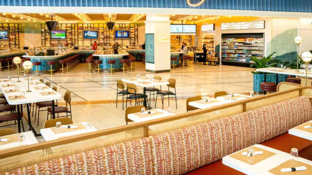 Miami Airport North Terminal food court with various restaurant choices and seating area