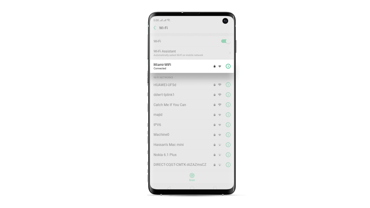 Connect to Miami Airport Wi-Fi on mobile phone