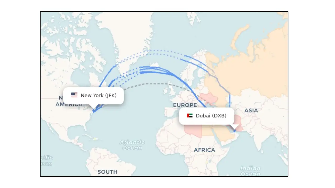 Emirates JFK Route Map