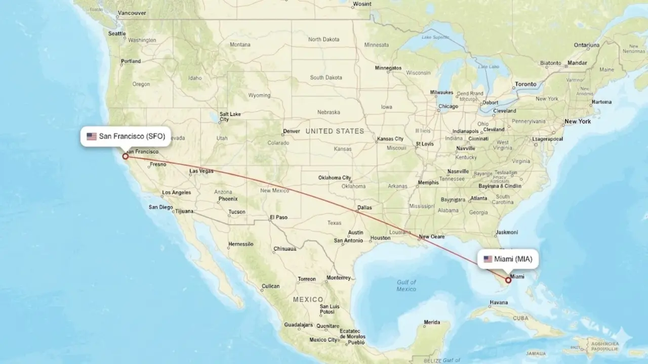 mia to sfo distance