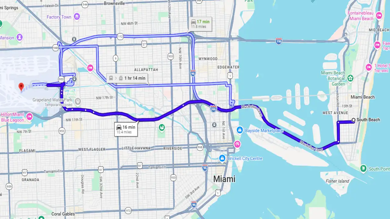 Miami Airport from South Beach