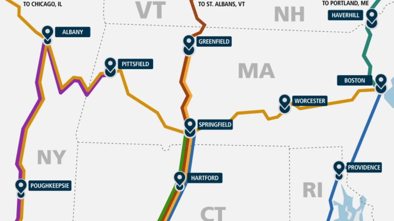 Massachusetts Amtrak stations interactive map