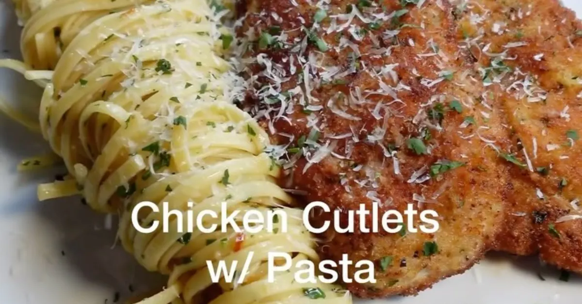 Chicken Cutlets with Pasta Aglio e Olio by chefmnn