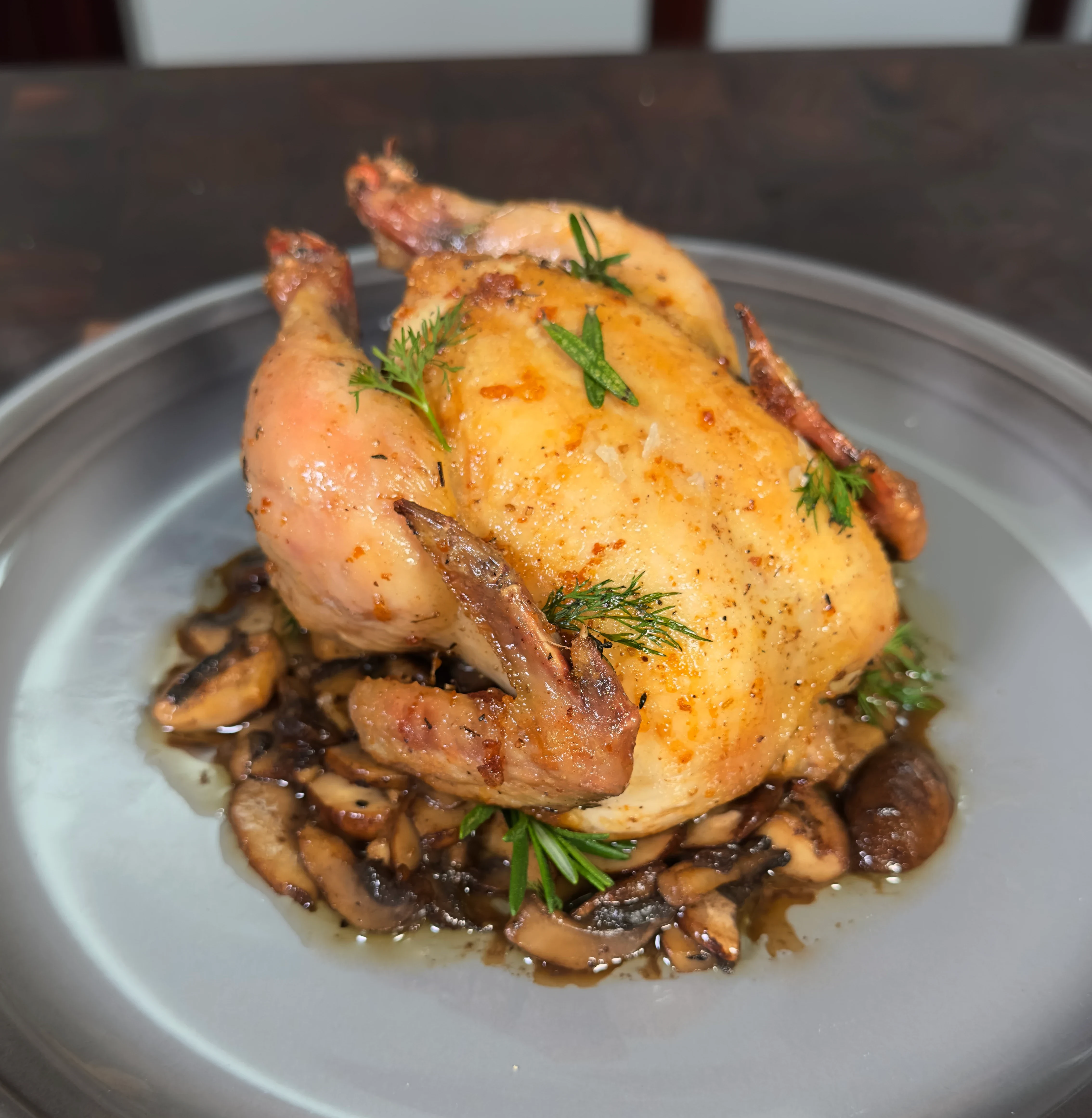cornish-hen-with-sauteed-mushrooms