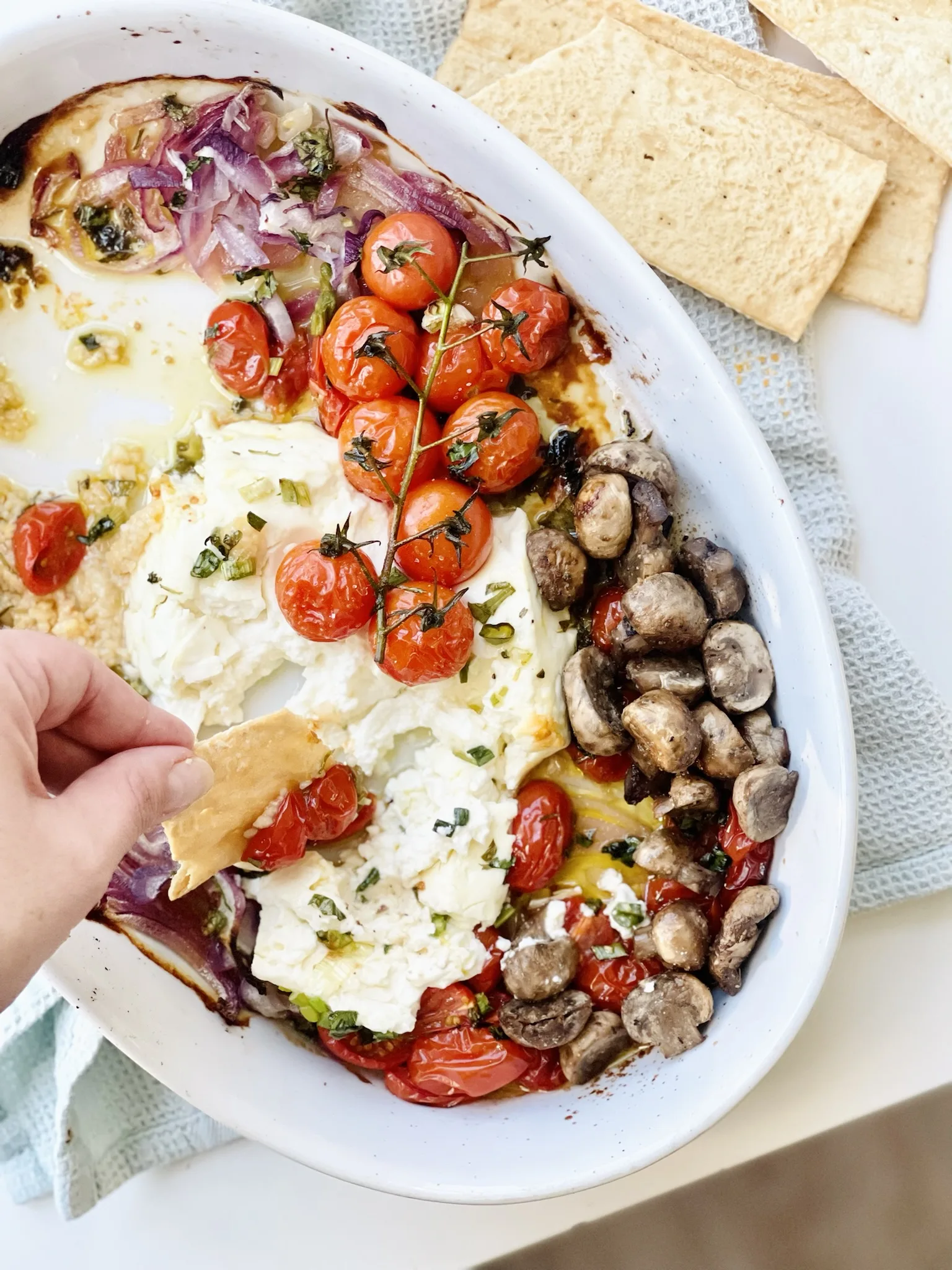 tomato-and-mushroom-baked-feta