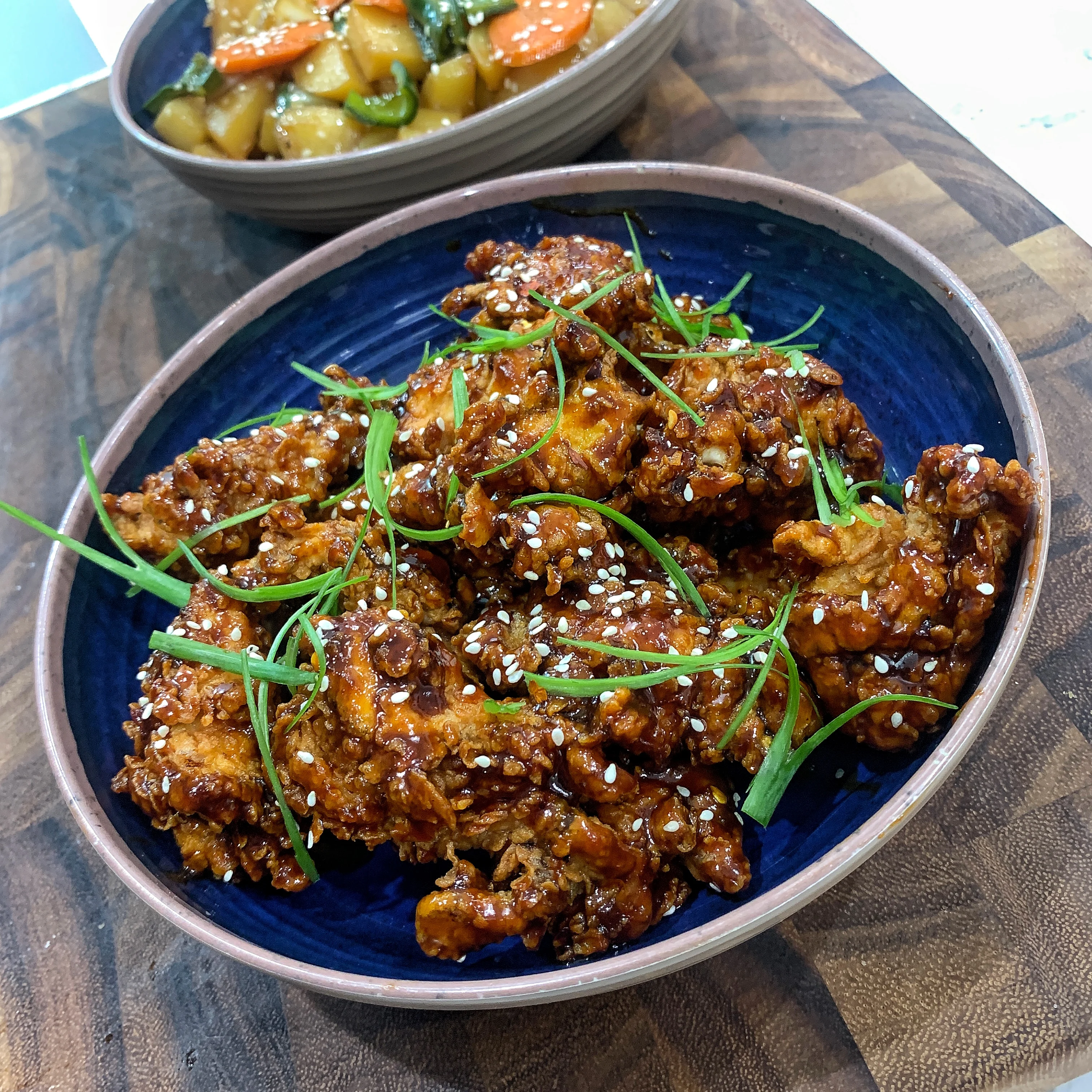 korean-fried-chicken-and-braised-potatoes