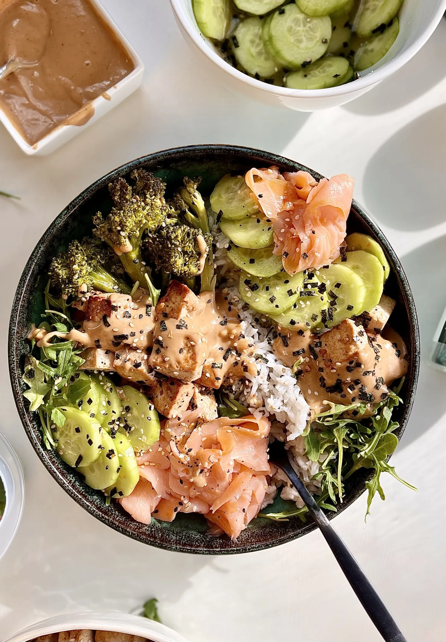 salmon-rice-bowl-with-thai-peanut-satay-sauce