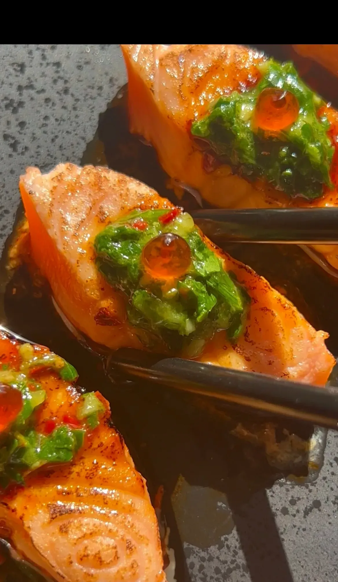 chimichurri-aburi-salmon-with-umami-sauce
