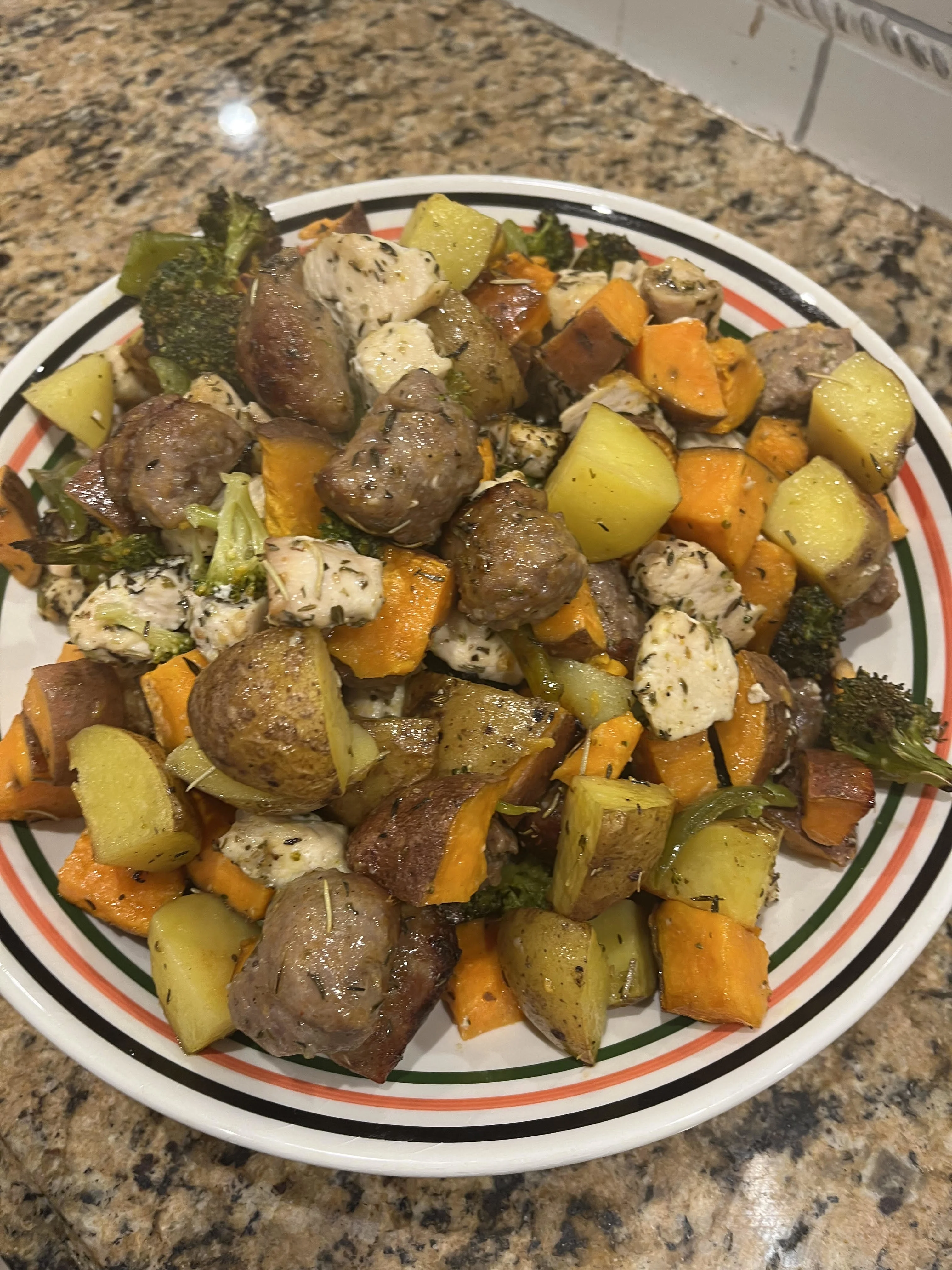 chickensausageveggie-bake