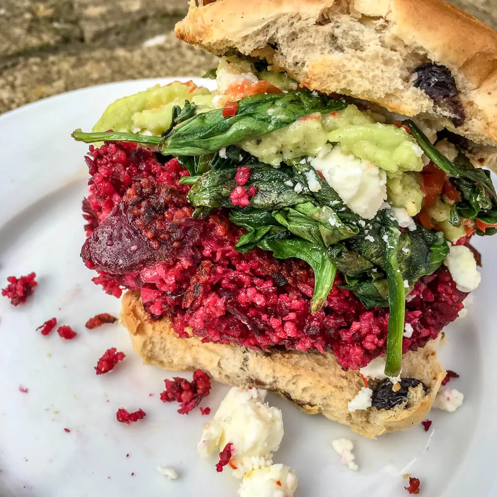 hot-cross-bun-burger-with-beetroot-and-feta