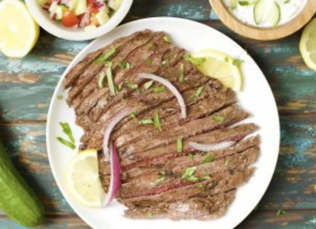 greek-marinated-flank-steak-with-tzatziki