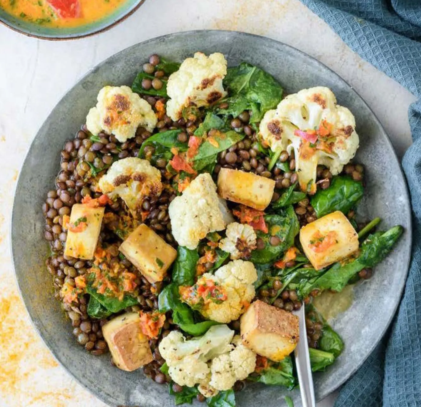 cauliflower-lentils-and-tofu-salad