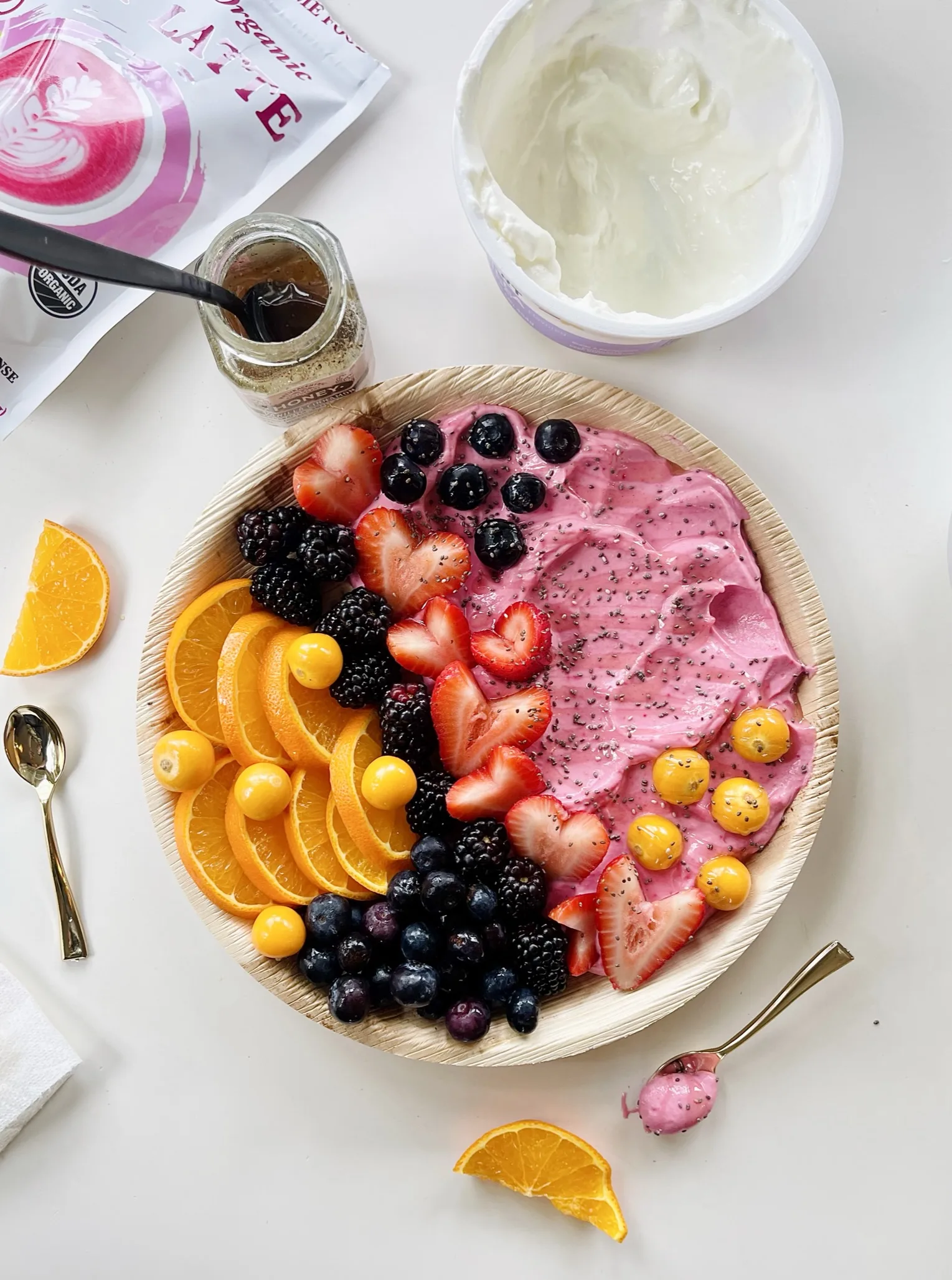 beet-latte-yogurt-fruit-bowl