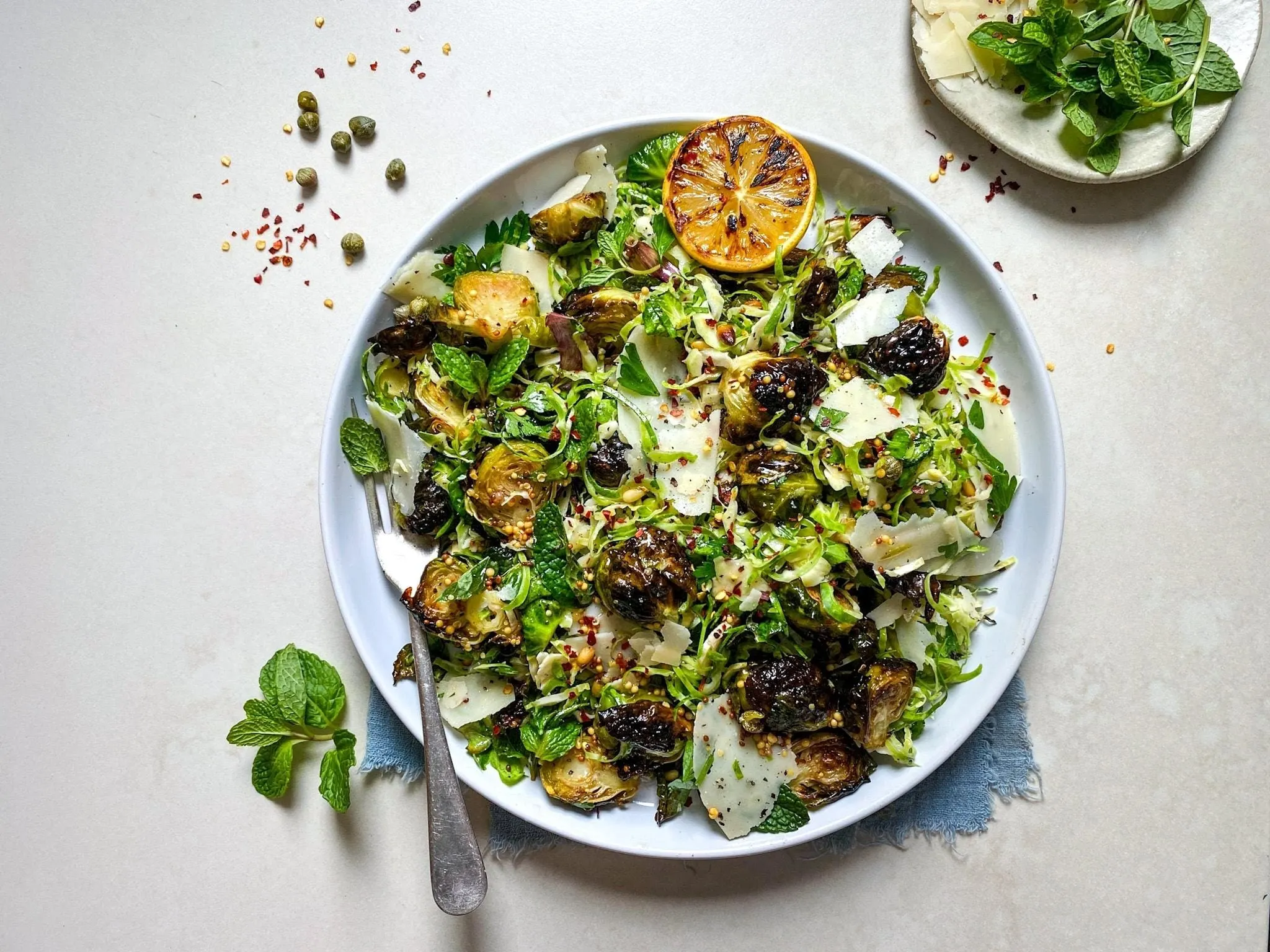 roast-and-raw-brussel-sprouts-w-parmesan-pine-nuts-and-seed-mustard-dressing