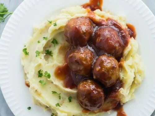 bbq-meatballs-and-mashed-potatoes