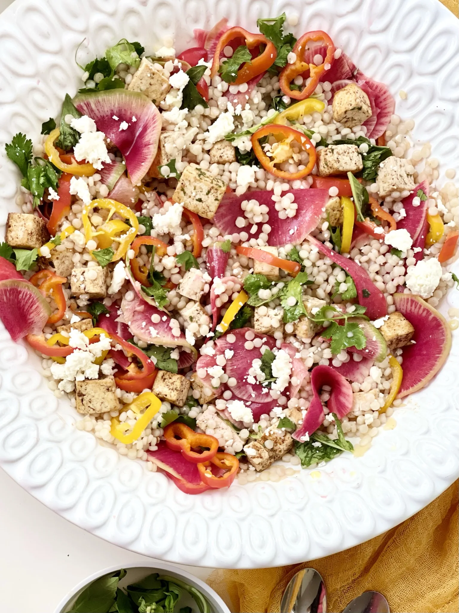 watermelon-radish-tofu-and-peppers-couscous-salad