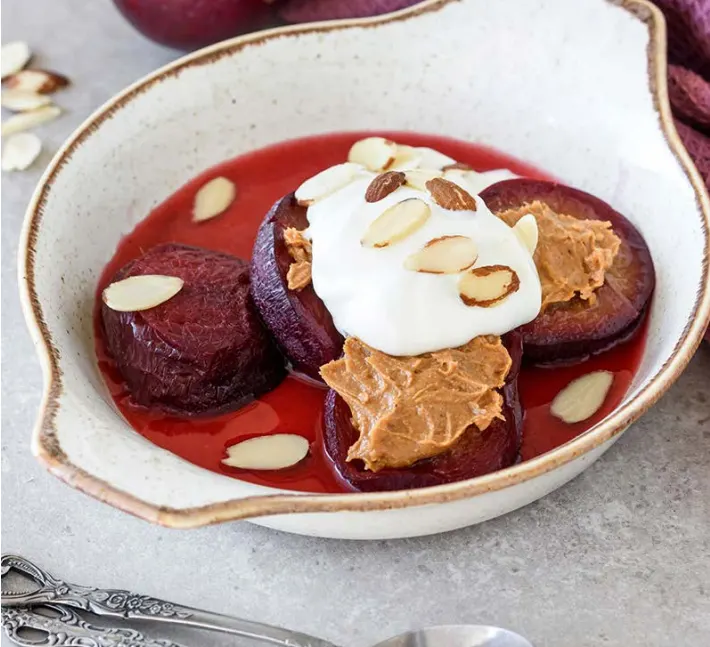 honey-baked-plums-with-almond-butter