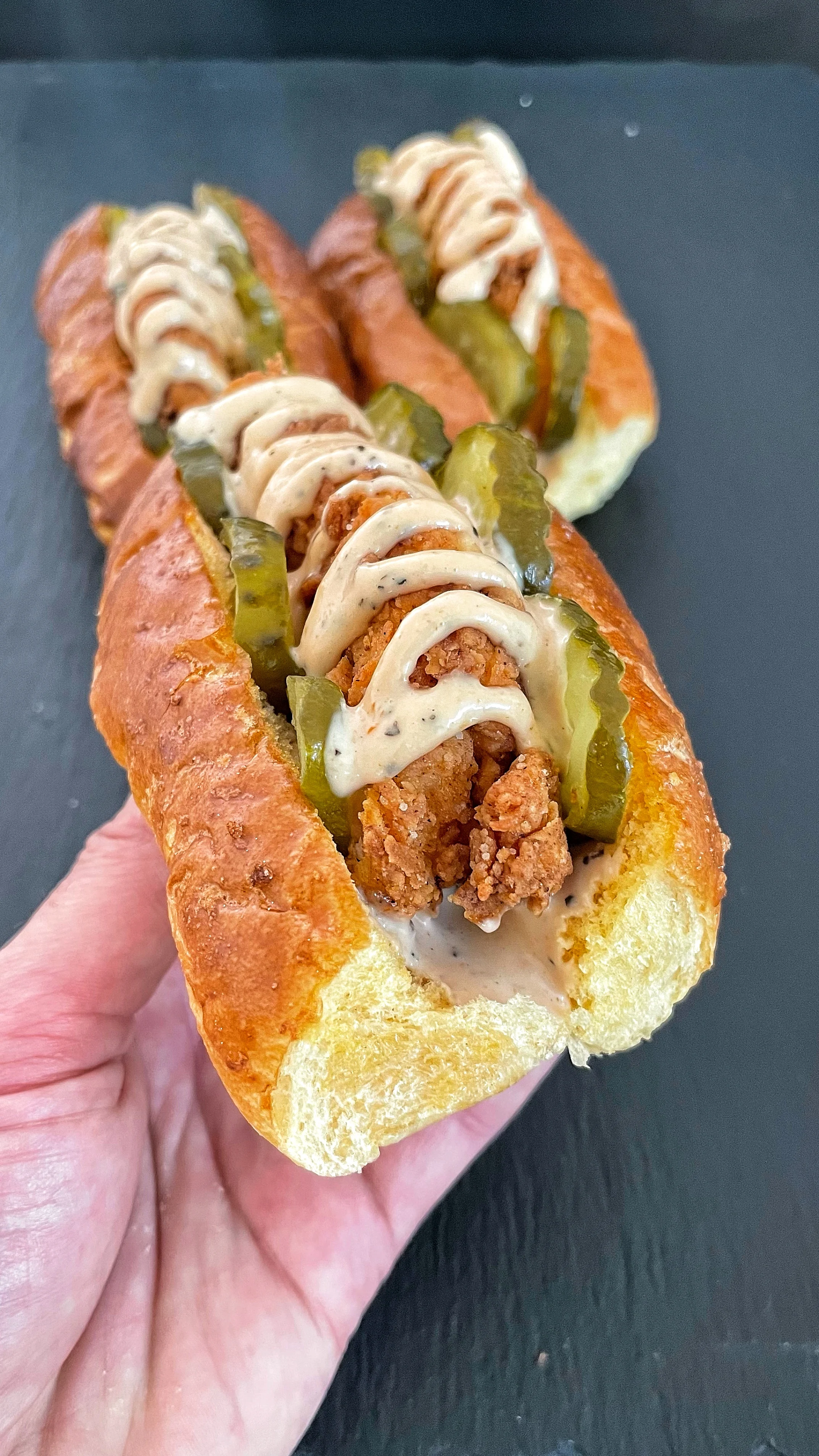 fried-chicken-hot-dog-w-tangy-sauce