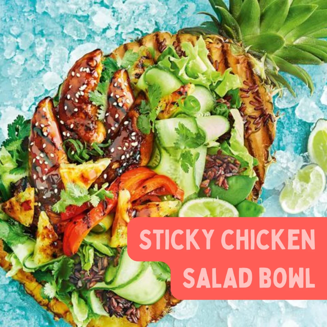 sticky-chicken-salad-bowl-with-caramelised-pineapple
