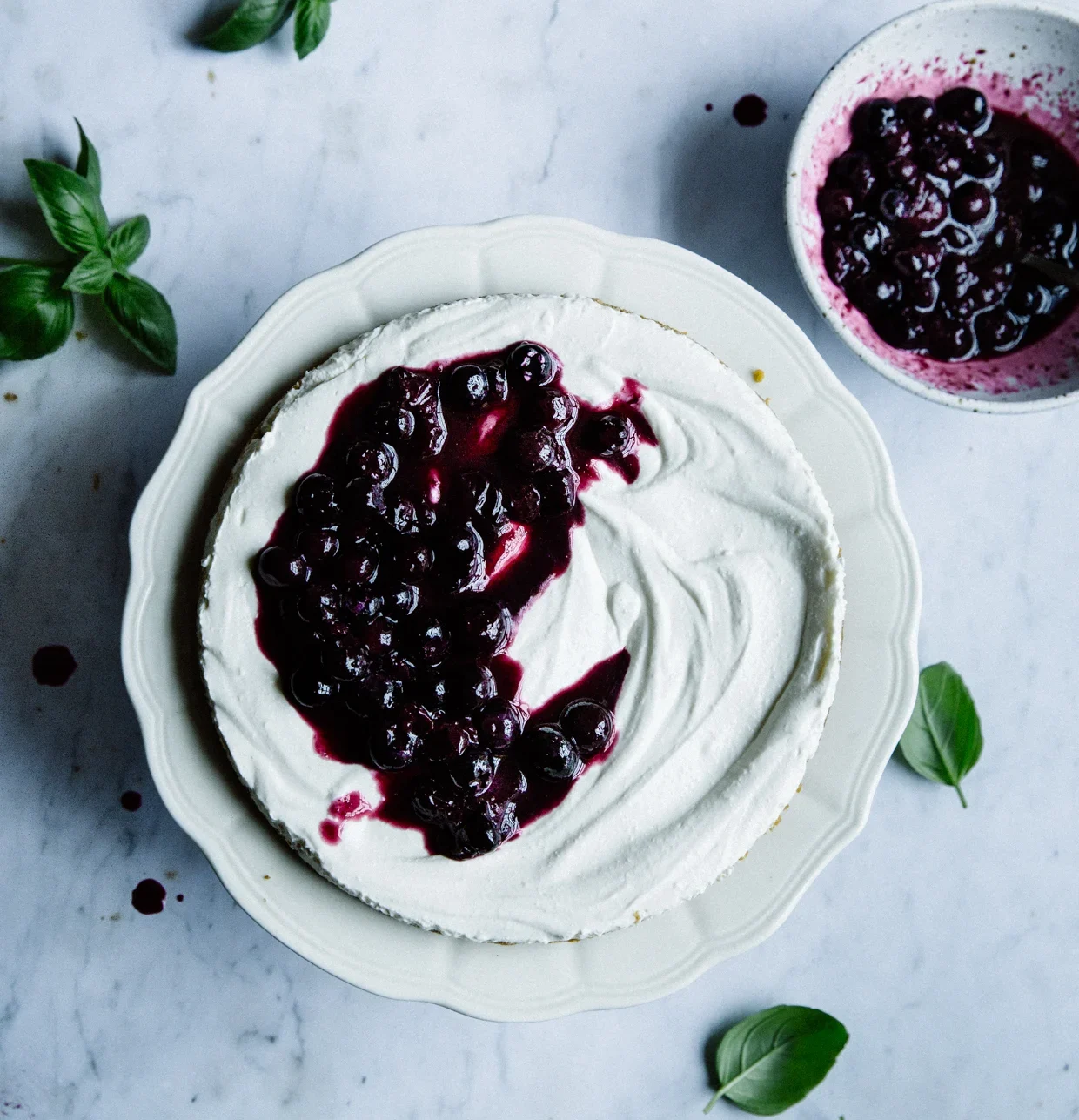 blueberry-basil-and-lime-yogurt-cheesecake