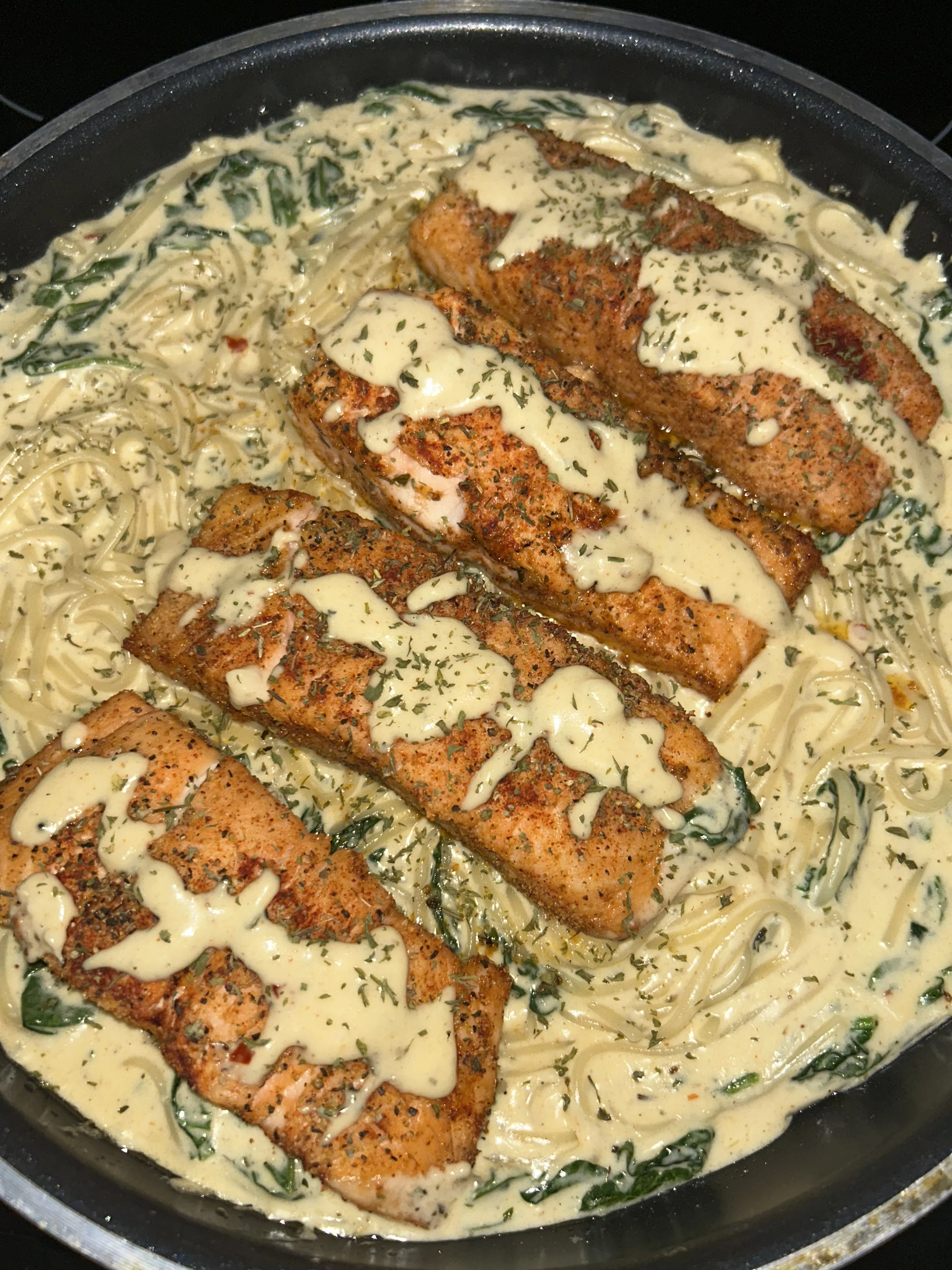salmon-linguine