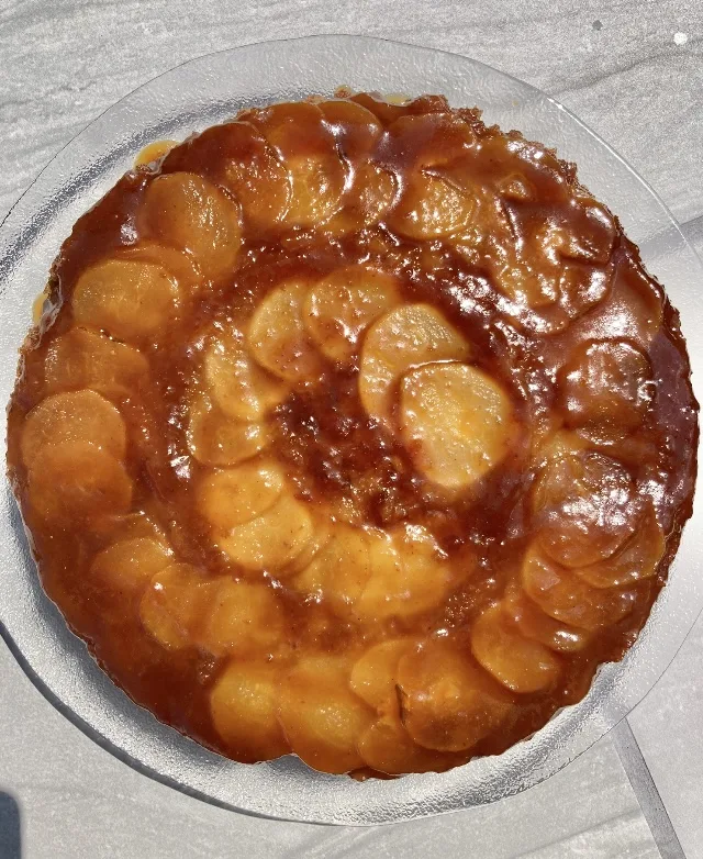 coffee-poached-pear-and-miso-caramel-upside-down-cake