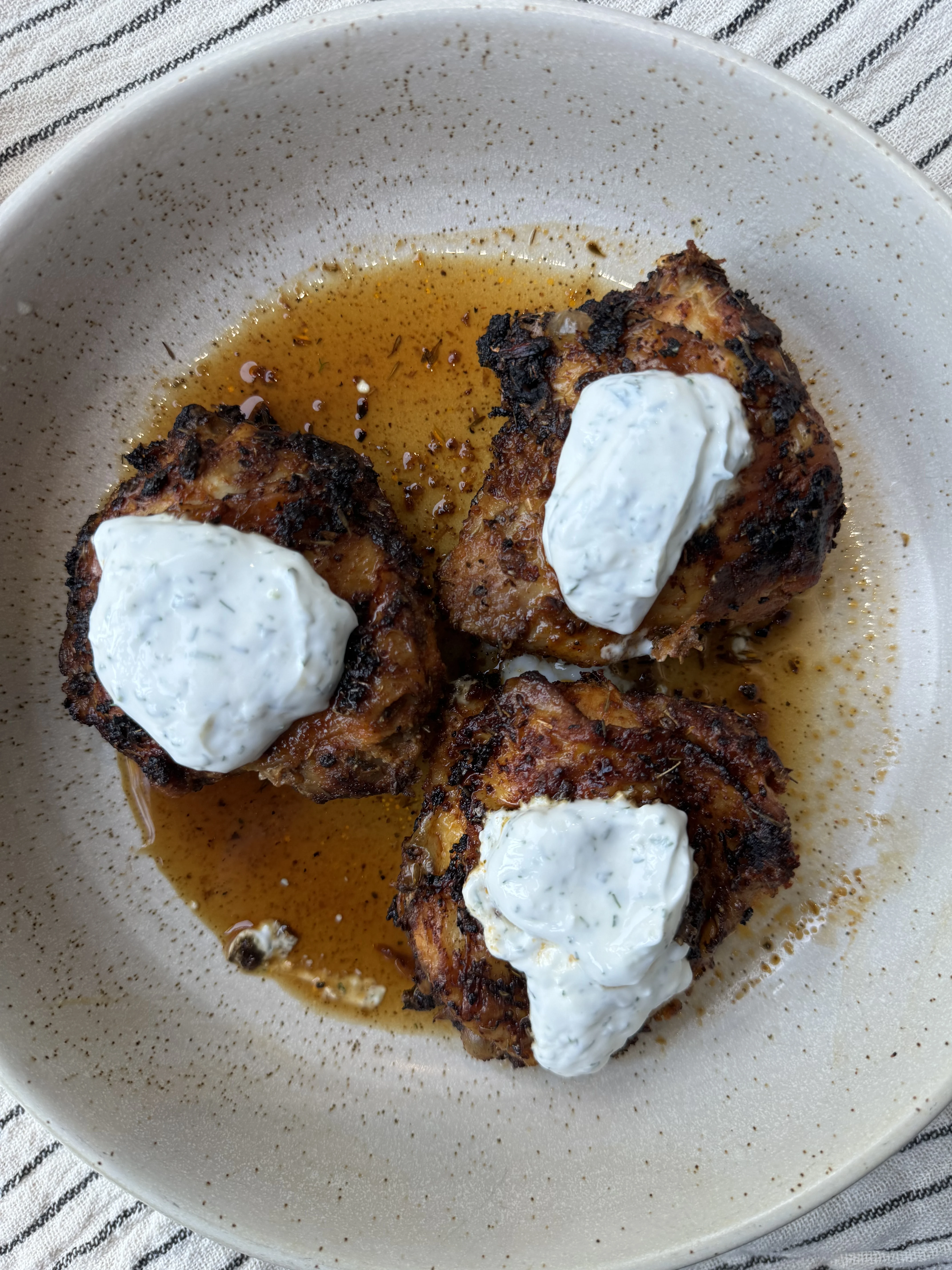 air-fryer-chicken-thighs-with-yogurt-dill-sauce