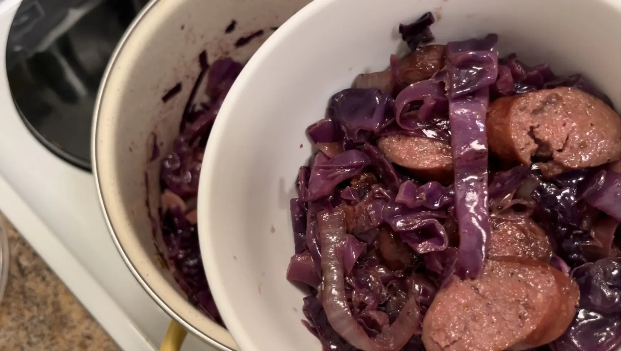 fried-red-cabbage-and-sausage