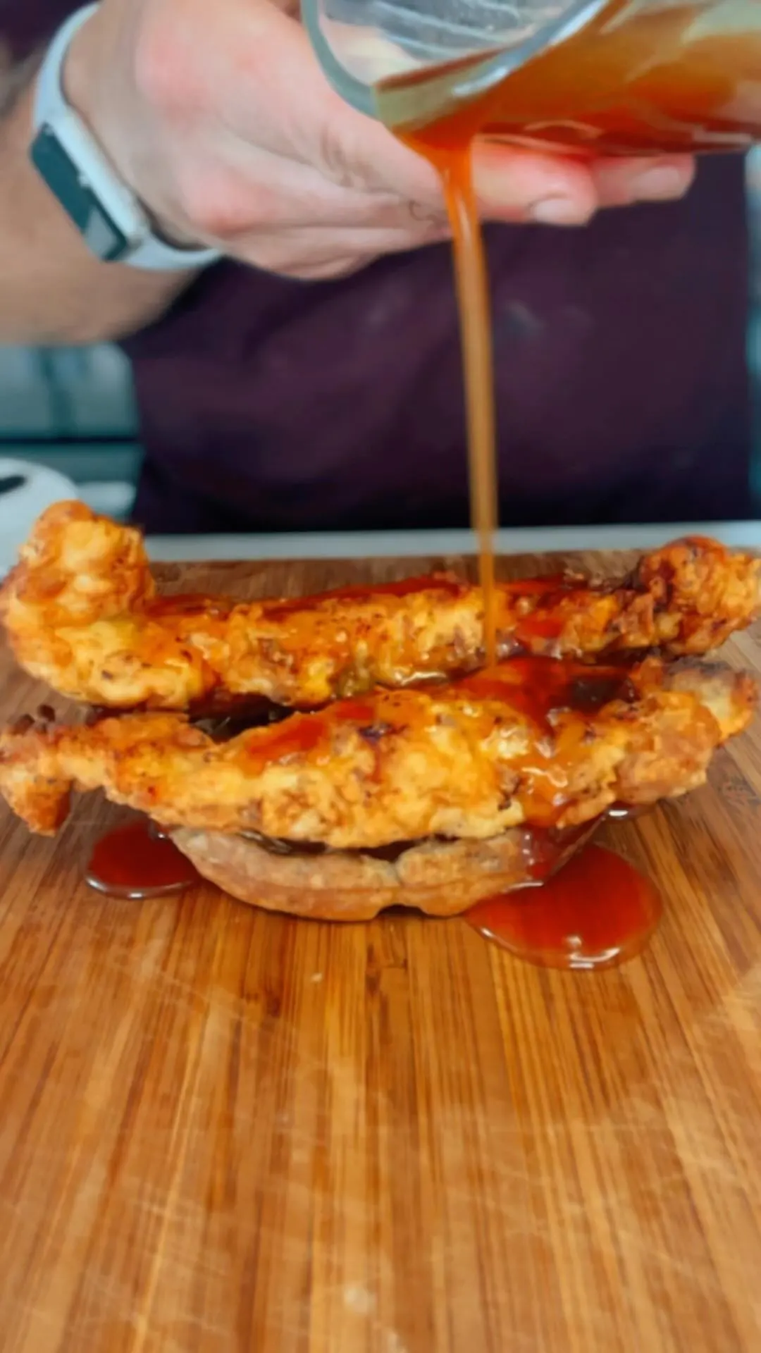 chicken-waffle-sandwich-with-spicy-maple-butter-sauce