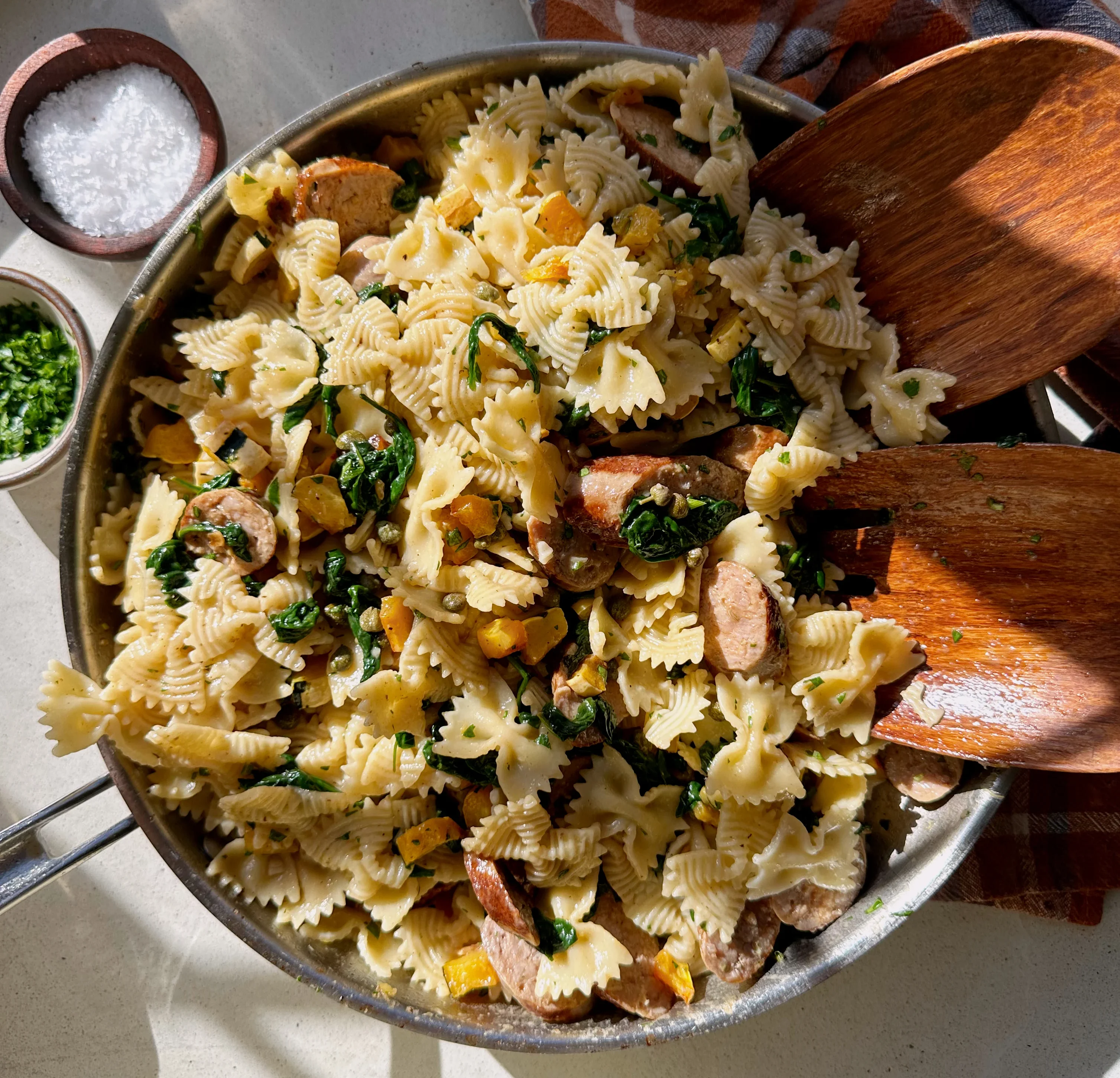 sausage-spinach-n'-squash-pasta