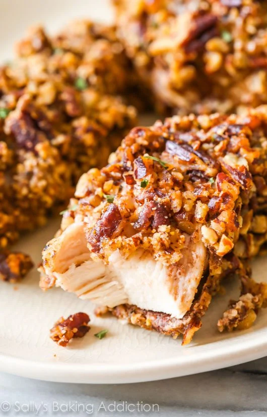 "healthyish"-pecan-coated-chicken-strips-with-sweet-and-spicy-mustard-dipping-sauce