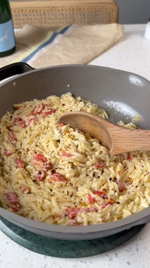 one-pot-boursin-orzo-with-roasted-red-peppers