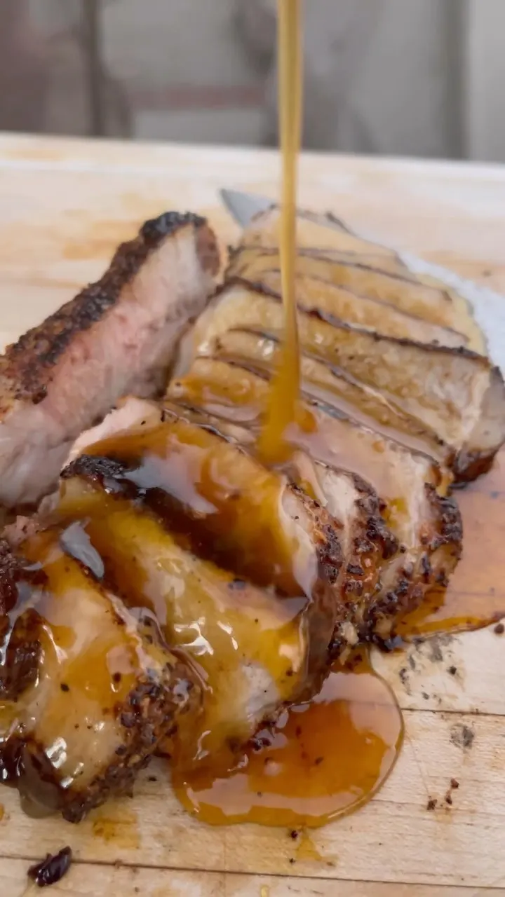 peach-glaze-pork-tomahawk