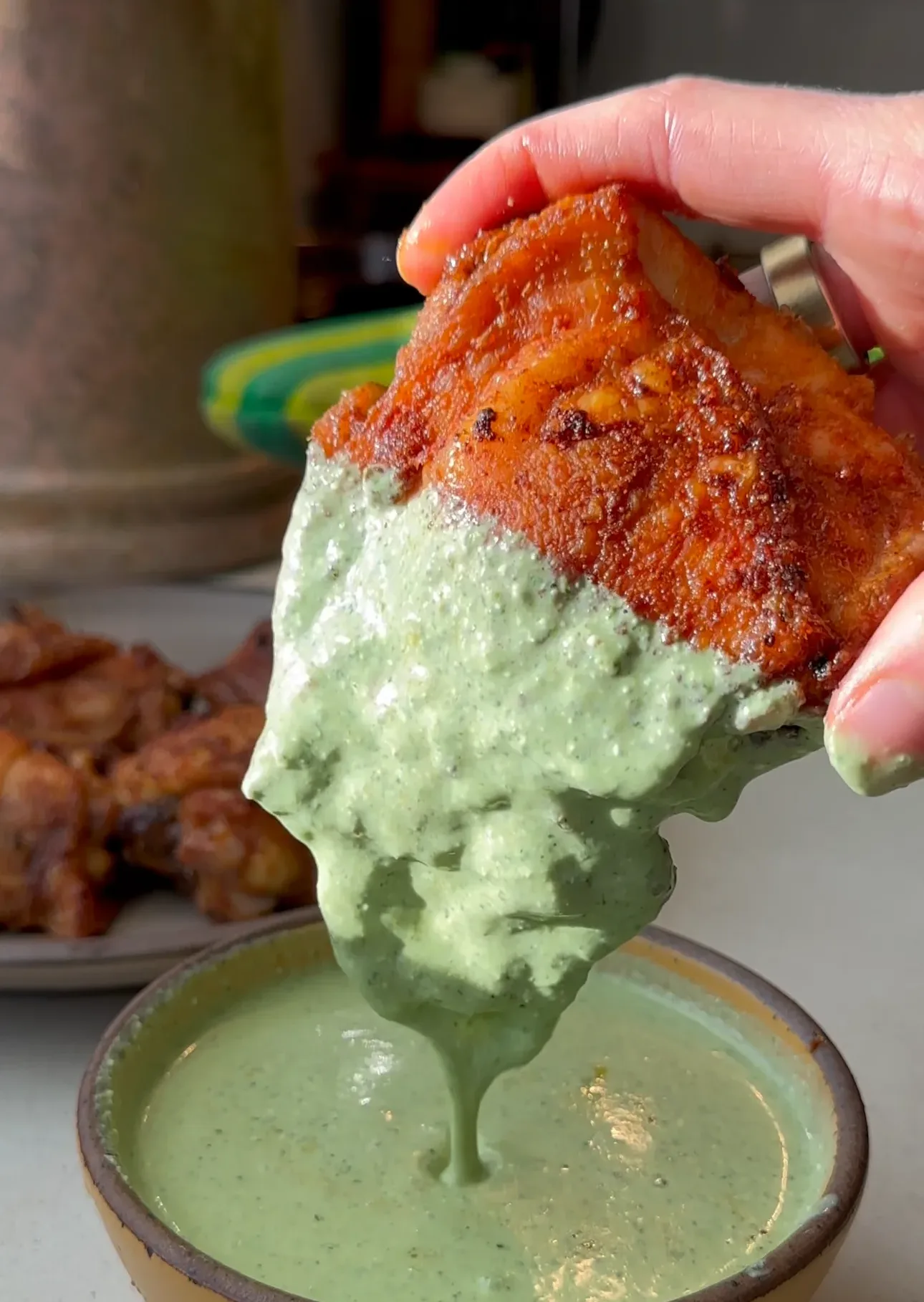 perfectly-spiced-chicken-thighs-n'-cilantro-feta-sauce