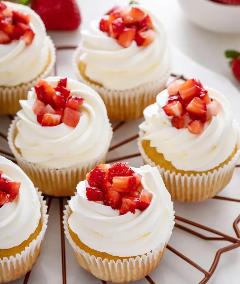 berry-bliss:-strawberry-shortcake-keto-cupcakes-with-fluffy-whipped-cream