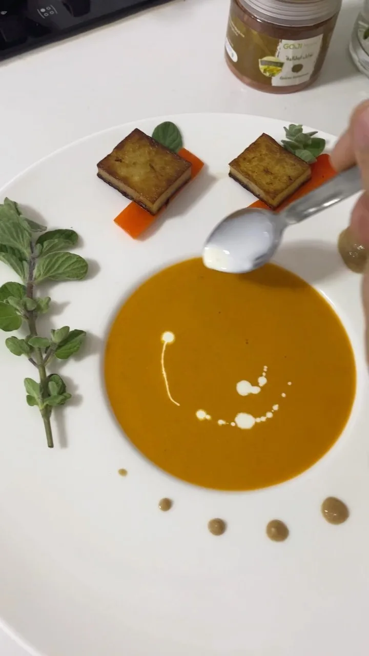 bell-pepper-soup-with-onion-puree-and-potato-fondant