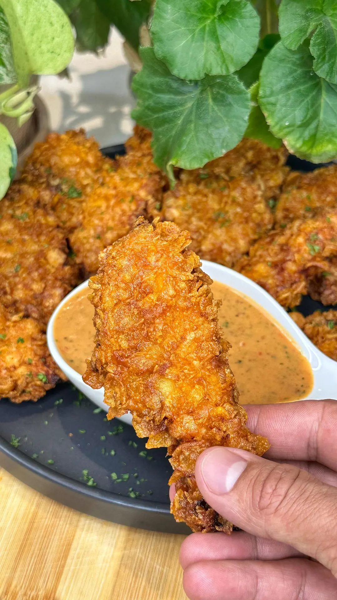salsa-de-tocineta-ahumada-con-un-pollo-apanado