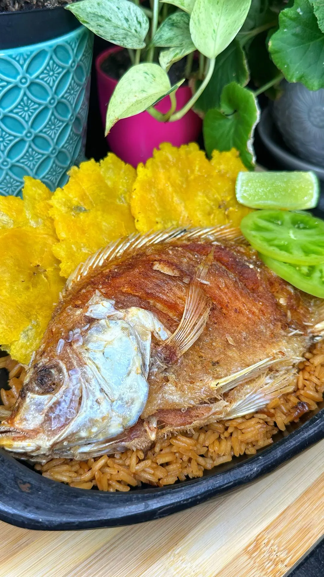 arrocito-de-cebolla-con-patacones-mojarra-frita-onion-rice-with-fried-plantains-fried-mojarra