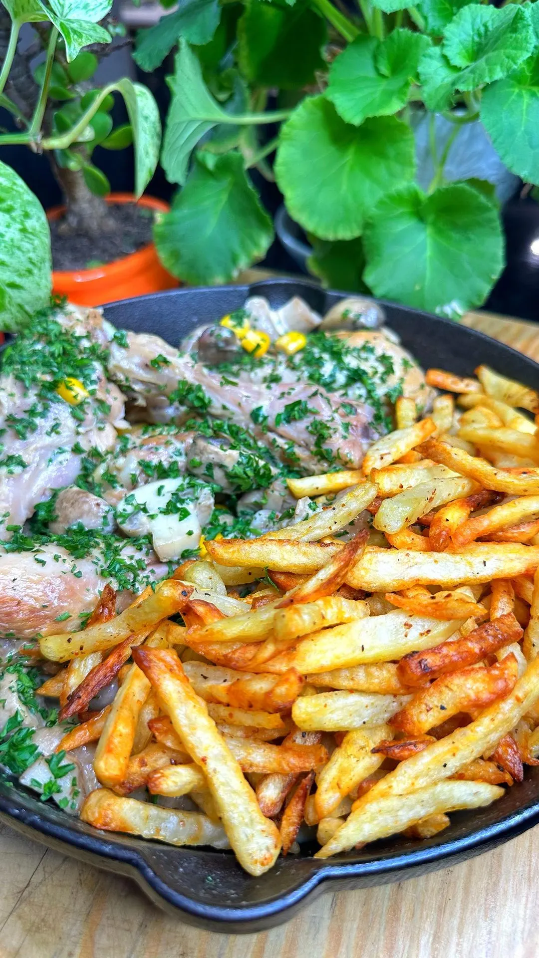 pollo-con-maiz-y-champinones-chicken-with-corn-and-mushrooms