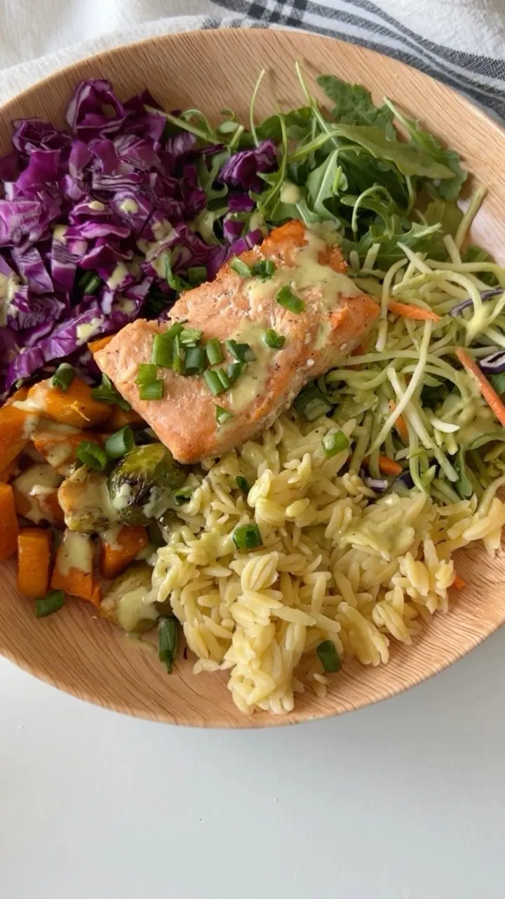 salad-with-salmon-brussels-sprouts-and-sweet-potatoes